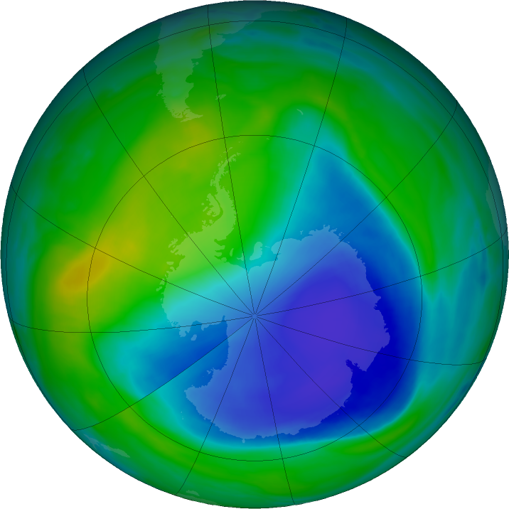 Antarctic ozone map for 28 November 2021